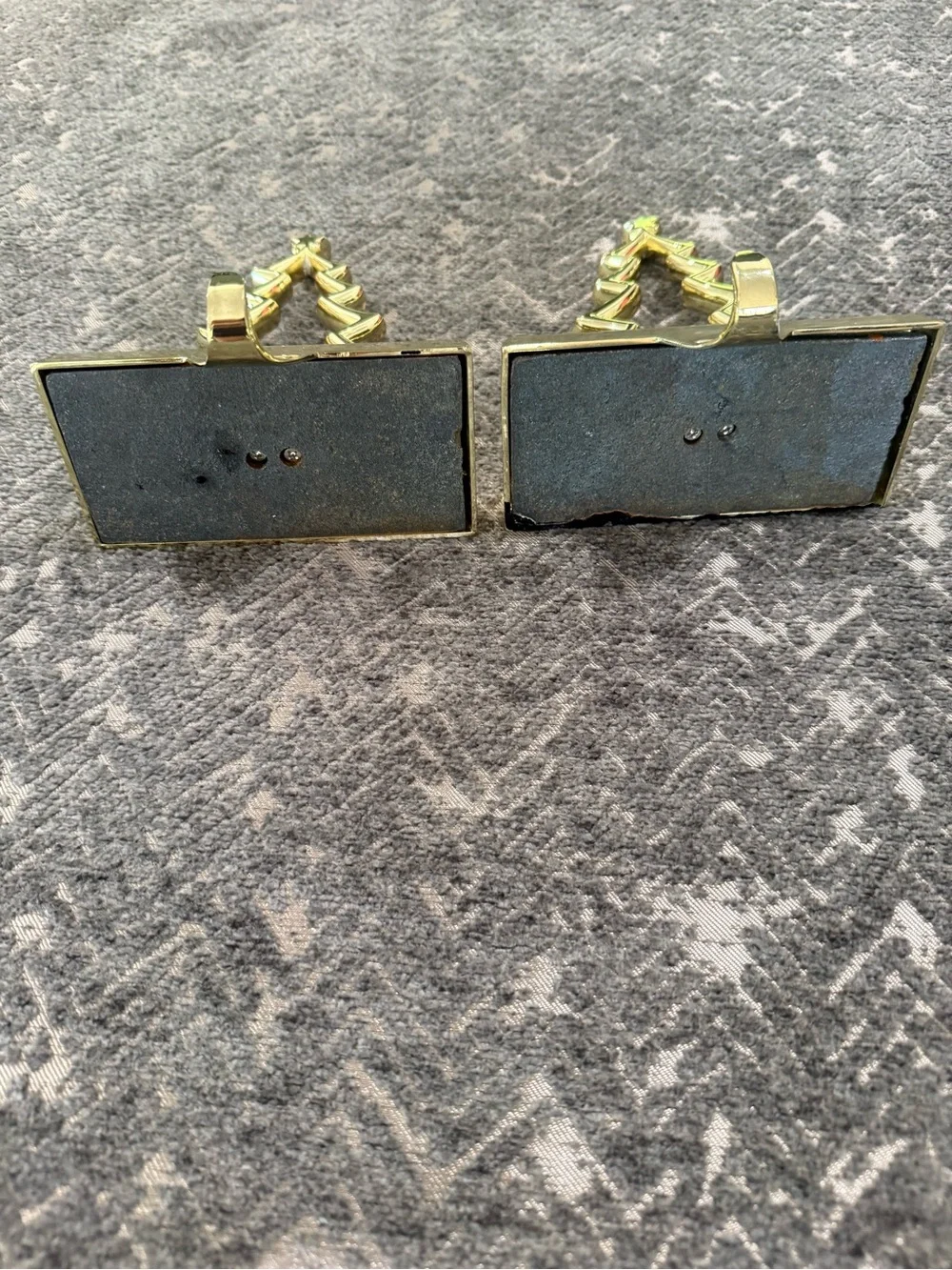 Vintage Pottery Barn Brass Christmas Tree Stocking Holders Mantel Hooks Set of 2